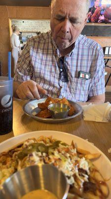 Smothered fries and a sweet hubby.  Lol