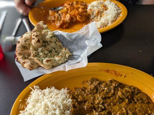 Chicken Tikka Marsala and Mushroom Saag,Garlic Naan - so good!