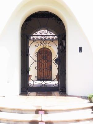 scrolled iron entrance gate