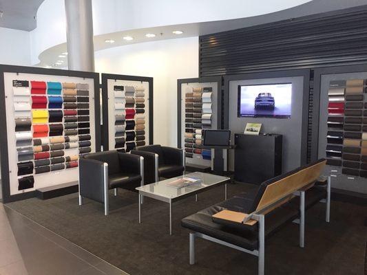 Porsche design center located in the showroom