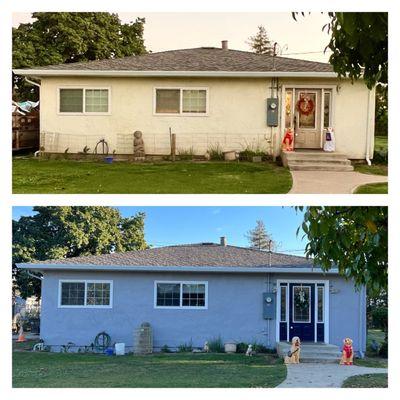 Before and after painted house