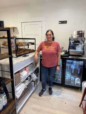 Angela Shawn, the owner of Angela's Oven, for the soft opening