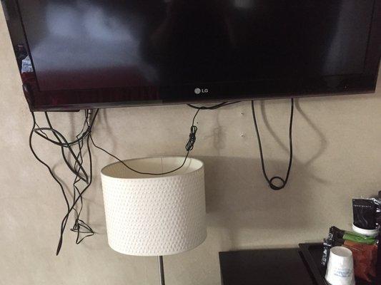 Wires hanging from the tv