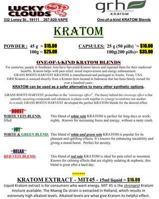 Kratom helps with pain relief, mood improvement and energy enhancement.