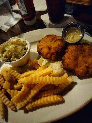 Crab cakes were mouth watering with just enough kick to make your taste buds sing.