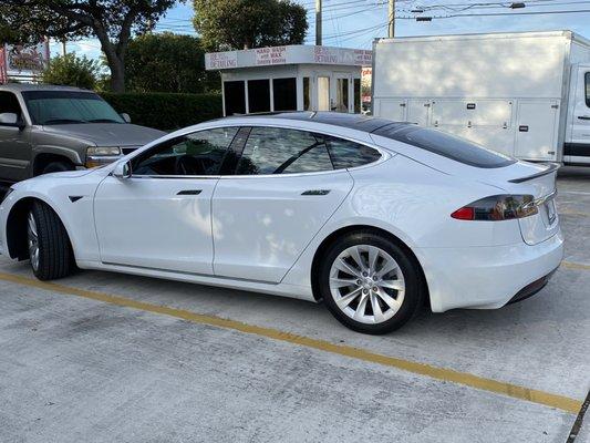 Great job tinting my new Tesla. The ceramic tint cuts down on glare and heat.