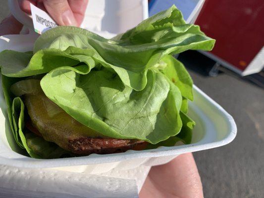 Lettuce wrapped classic impossible regular cheese.