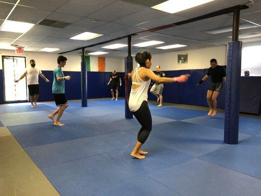 Warm ups before Muay Thai class