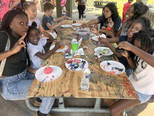 Painting pumpkins at Vago