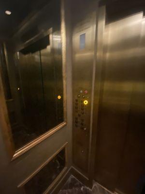 Stunning Gold Unknown (Fujitec?) elevators, The Michelangelo NYC