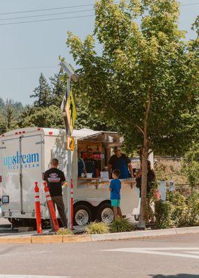 Customers ordering ice cream at Upstream Ice Cream