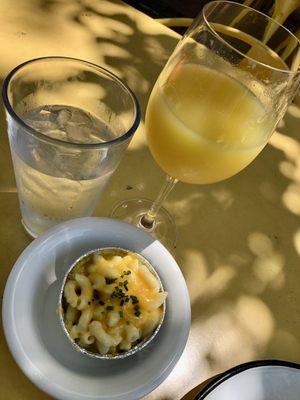 My sad Mac and Cheese with a mimosa. Don't let the top fool you