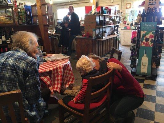 My son decided to sit with the owner/operator's mother while we were checking the place out. Very friendly staff and family.