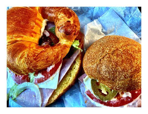 Amazing Fresh Two Bits OMG Sliders & Croissant!(Mayo Ham Tomato Cheese Onion & The Jalapeño)! Simply Fresh Grab to Go Snack!