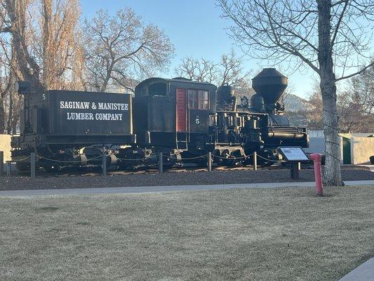 The train outside the hotel