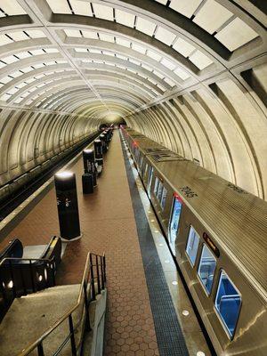 View of a train next to the platform @ Cleveland Park Metro