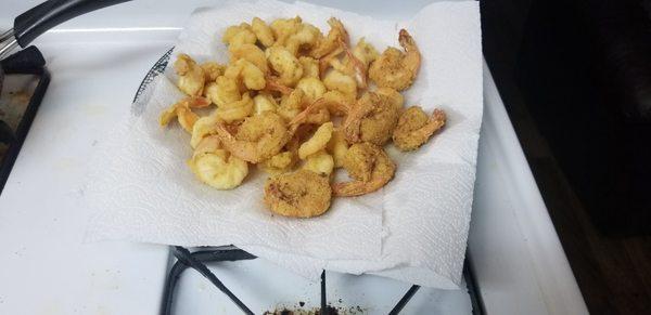 JUMBO PRAWNS SPLIT IN TWO AND A FEW FRIED NORMAL