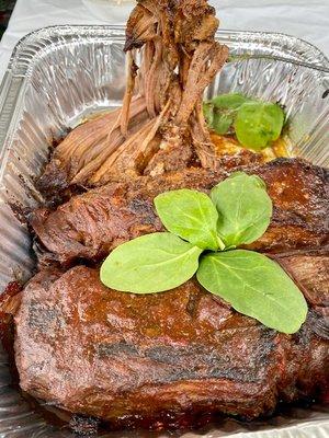 this how we make our beef brisket slow cooked on the oven for 12-14 hours to a very tender and flavorful experience. then Served on a bun.