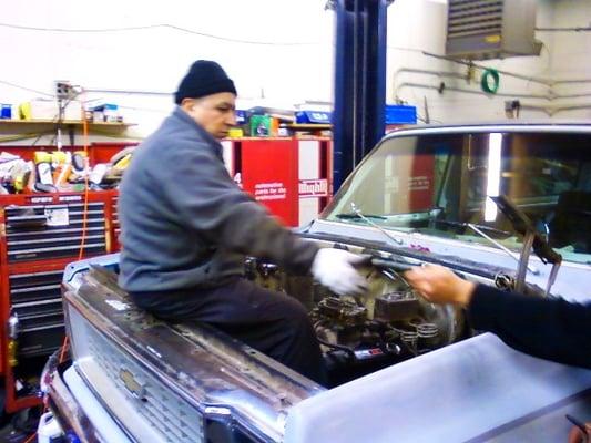 Moe working hard on a 1974 Blazer