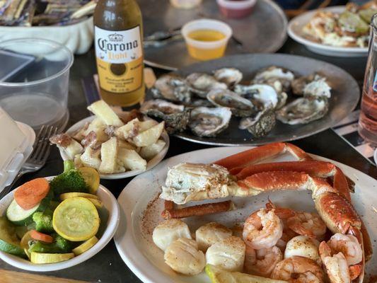 Tug Boat.. SO much food! Comes with clams but they ran out so I substituted extra oysters