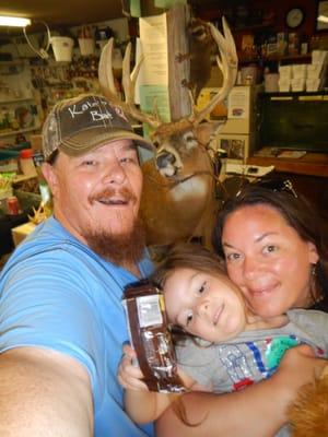 Group selfie with "Winky the Buck" - who greets you as you enter.