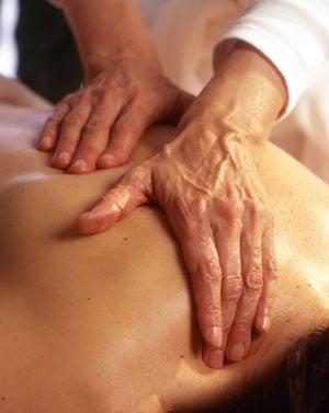 Nancy Risley doing massage at Spa Tech Institute in Westboro, MA