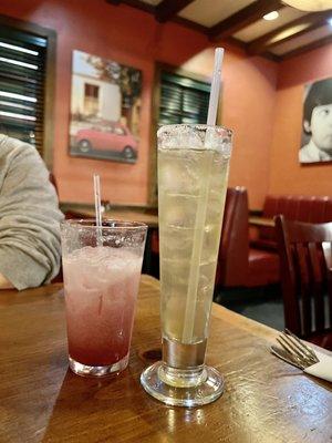 Cherry Cream Italian Soda & House Margarita