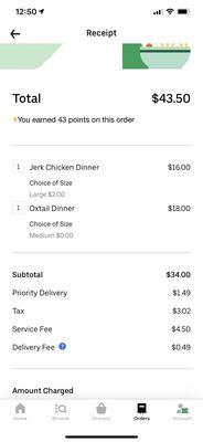 Receipt from UberEats