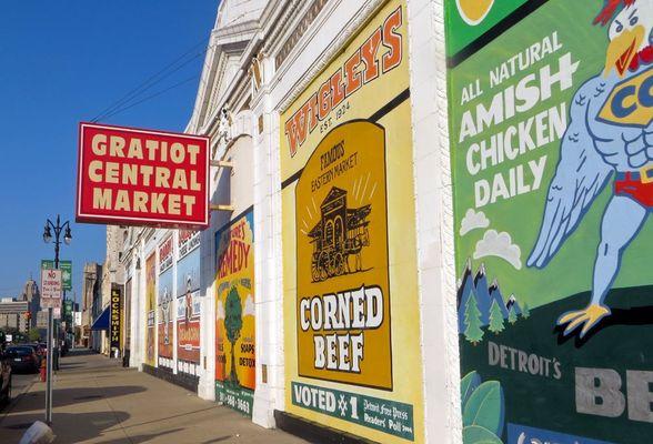 Mural on the outside of the Gratiot Central Market