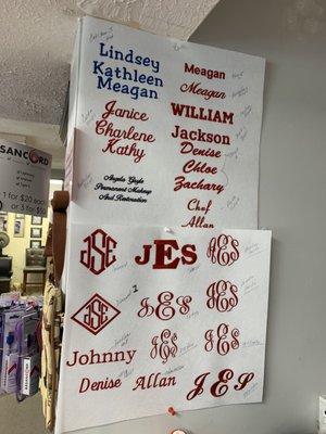 Just some of their fonts and monogram styles