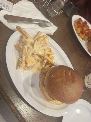 Boar Hat Burger with Parmesan Fries