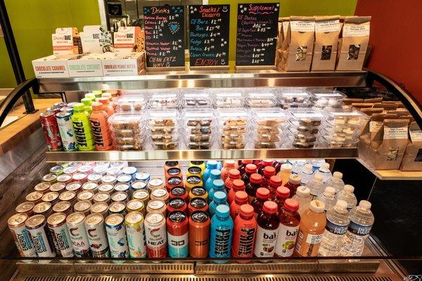 Wide selection of energy drinks & tasty, healthy treats (buckeyes, energy balls & more)