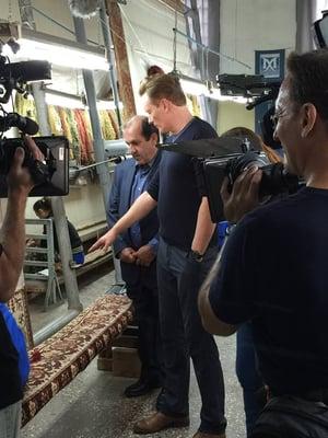 Conan O'Brien learning the art of rug weaving in Armenia