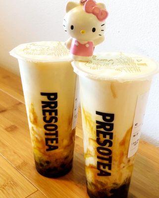 Brown sugar Creme brulee with panda boba and pudding