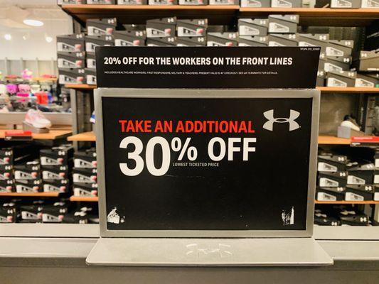 Additional 20% off for workers on the front lines *heart emoji*