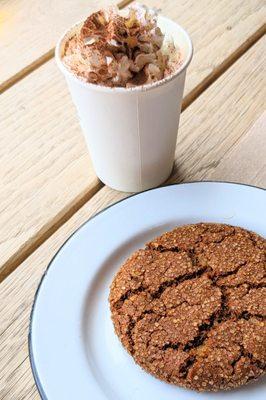 Ginger cookie and a hot cocoa.