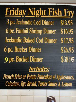 Friday Fish Fry menu