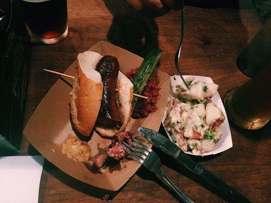 Brisket sausage and potato salad