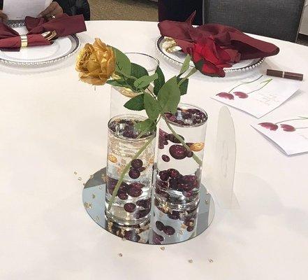 Glass with Rose Table Setting