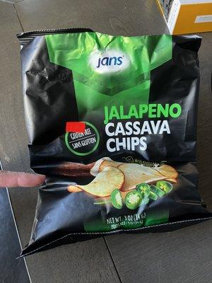 My finger indicated how full the bag is less than half chips not broken.