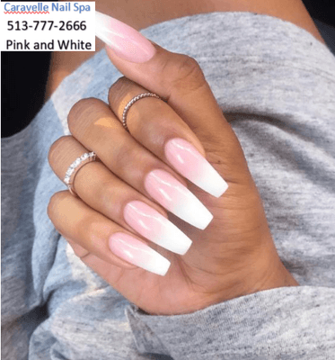 Pink and White nails.