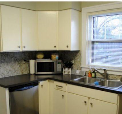 After picture: kitchen cabinet painted white