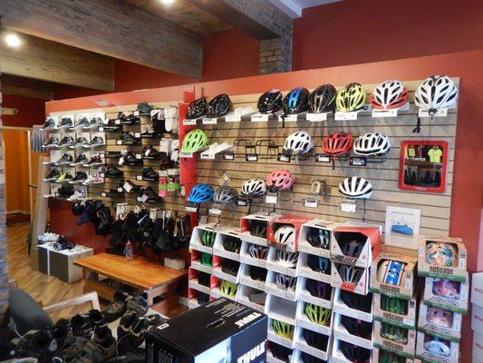 They have a great selection of helmets and shoes.