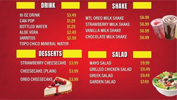 Drinks, Dessert & Salads