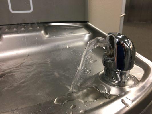 Water pressure is too low on these faucets... I'd prefer not to have to kiss the metal faucet when drinking from it.