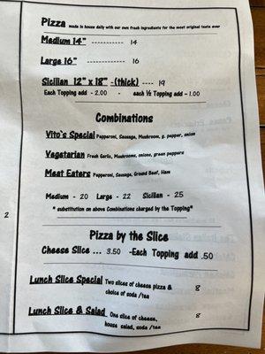 Menu updated for inflation