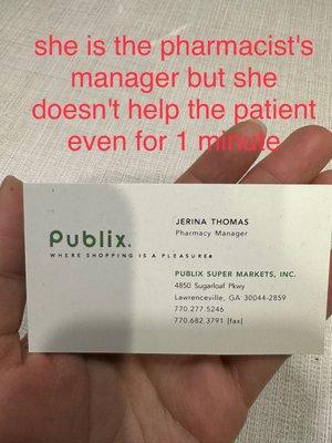 Her name Jerina - Phamacy Manager Publix