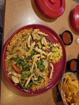 Arroz Con Pollo plate .Huge portions , plenty to take home for a second meal .