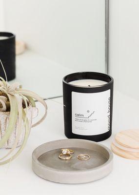 Inside the client vanity + a peek at one of our Signature "Calm" Candles!