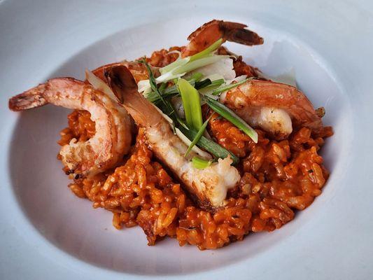 Guajillo Risotto with Tequila-Lime Shrimp